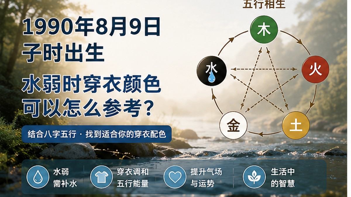 1990年8月9日 子时出生，水弱时穿衣颜色可以怎么参考？ 配色参考封面图