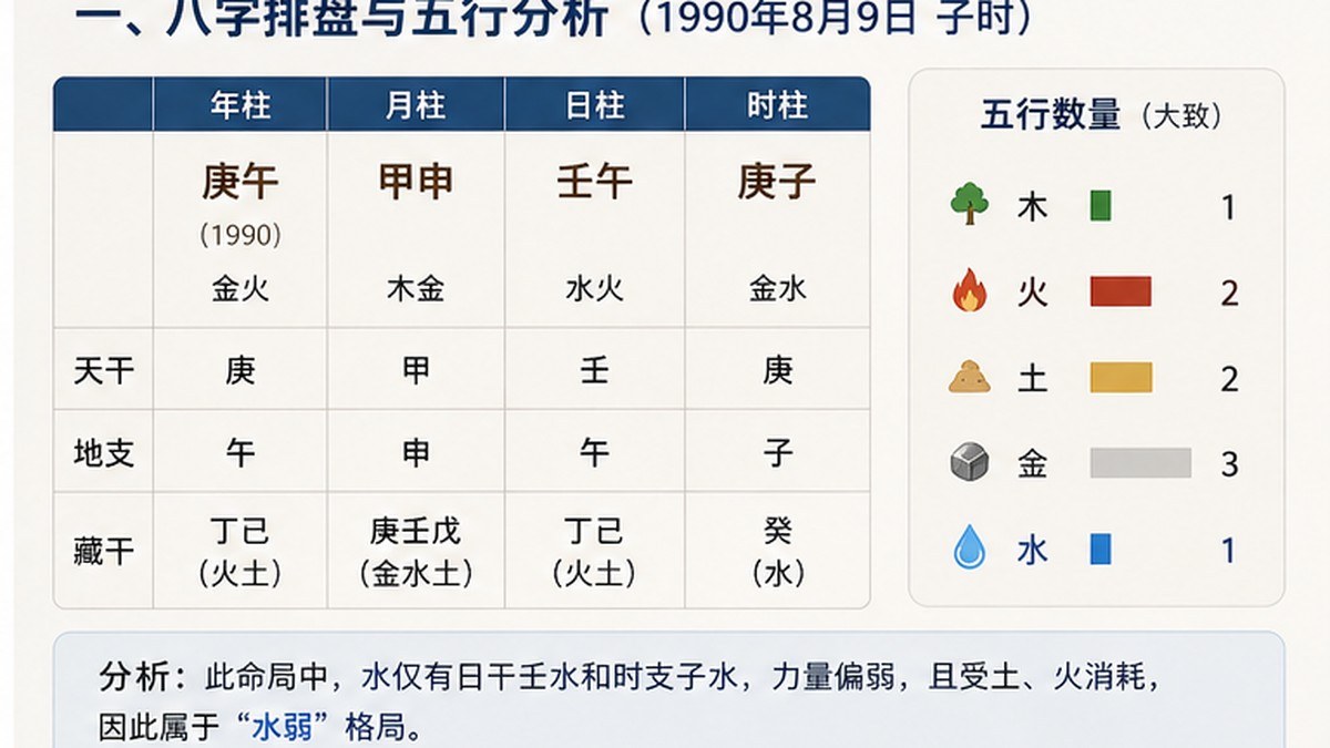 1990年8月9日 子时出生,水弱时穿衣颜色可以怎么参考? 服装参考图