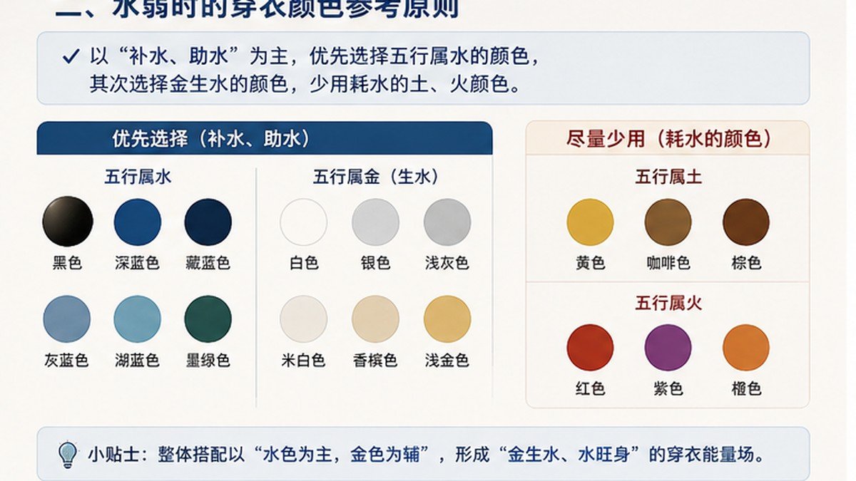 1990年8月9日 子时出生,水弱时穿衣颜色可以怎么参考? 上身效果参考图