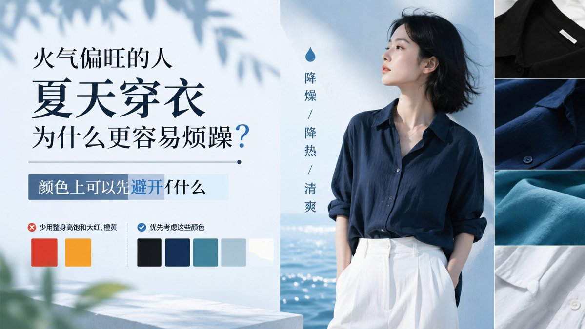 火气偏旺的人,夏天穿衣为什么更容易烦躁?颜色上可以先避开什么 上身效果参考图