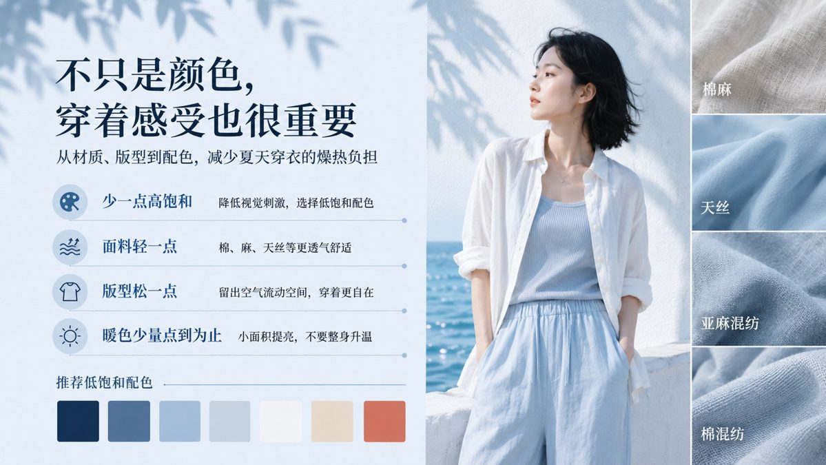 火气偏旺的人,夏天穿衣为什么更容易烦躁?颜色上可以先避开什么 配色搭配参考图