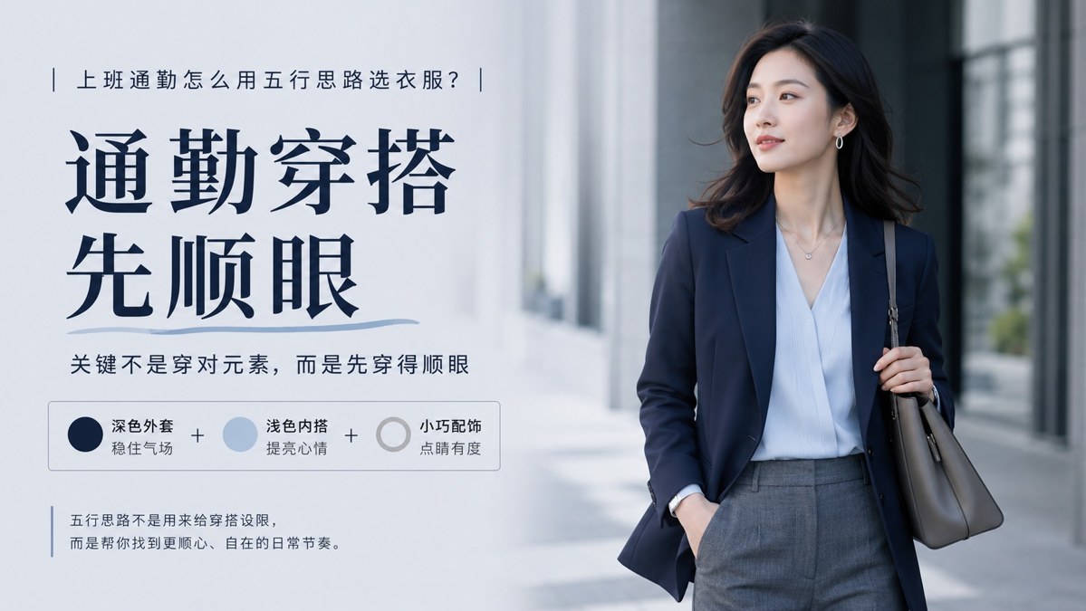 上班通勤怎么用五行思路选衣服？关键不是穿对“元素”，而是先穿得顺眼 配色参考封面图