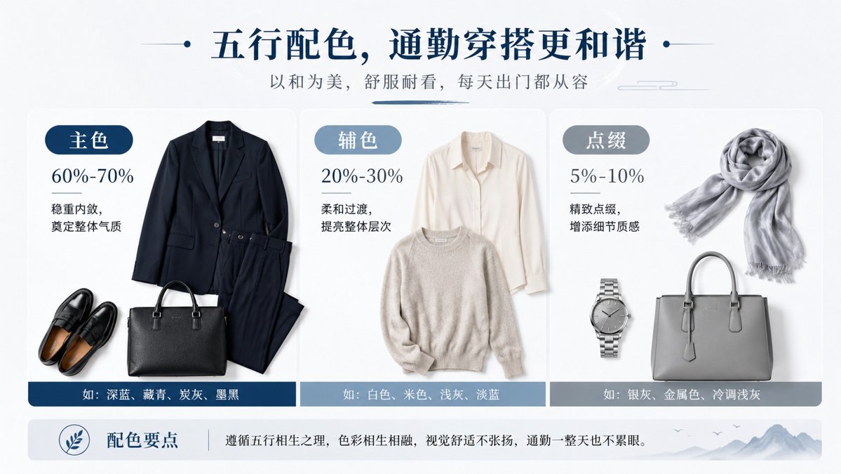 上班通勤怎么用五行思路选衣服?关键不是穿对“元素”,而是先穿得顺眼 服装参考图