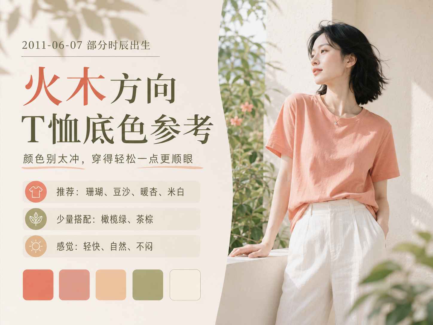 2011年6月7日部分时辰出生火木方向T恤底色参考图