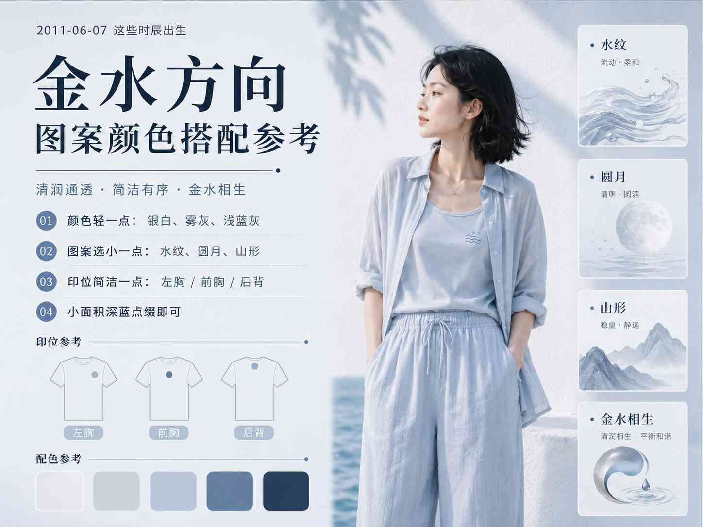 2011年6月7日这些时辰出生金水方向图案颜色搭配参考图