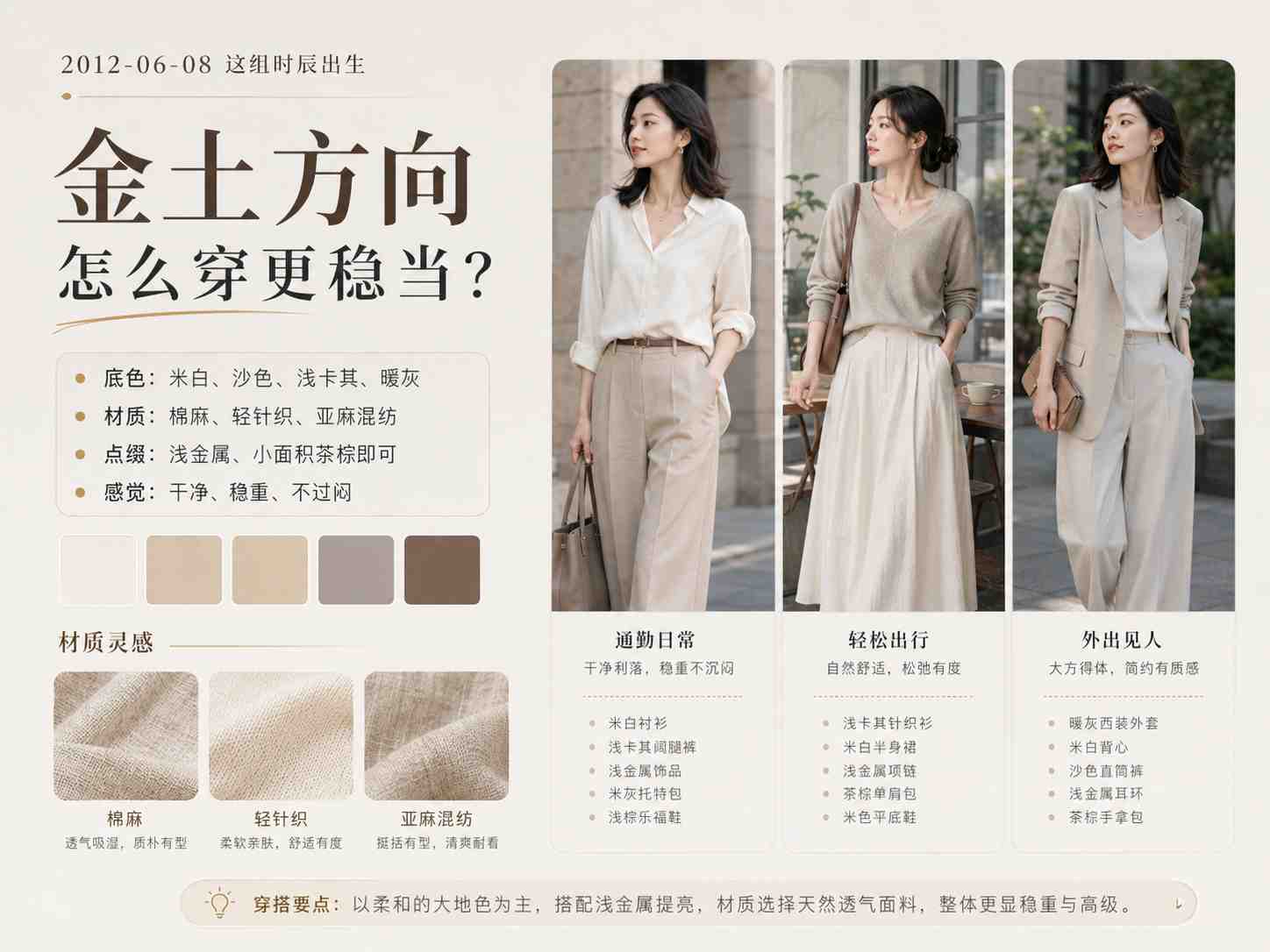 2012年6月8日这组时辰出生金土方向五行穿衣颜色参考图